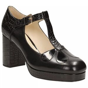 Clarks Orla Kiely Abigail Leather T-Bar Platform Shoes